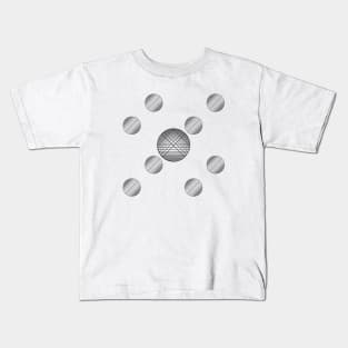 Monochrome Black lines Striped circles Abstract pattern Kids T-Shirt